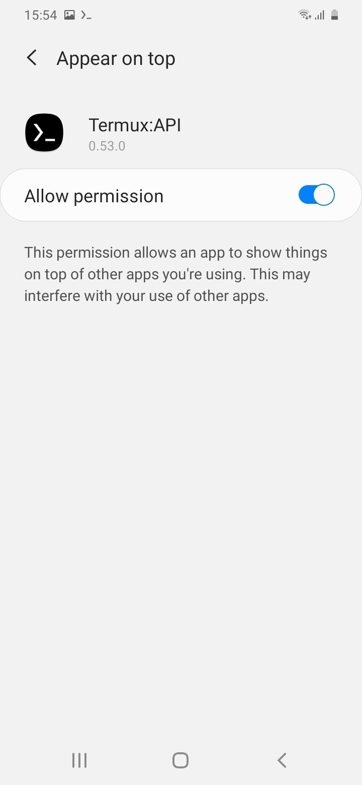 Accepting in the settings